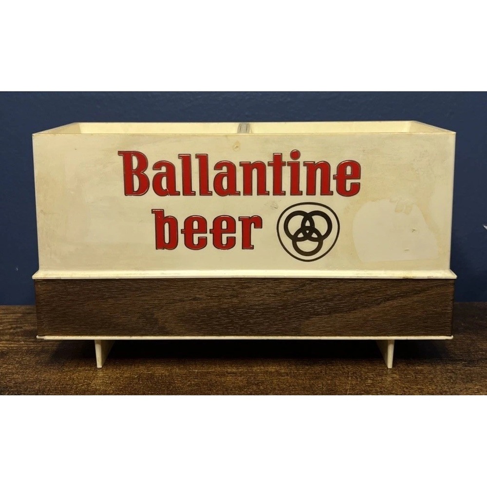 Vintage Ballantine Premium Beer Napkin Holder Plastic Bar Caddy Union Made USA